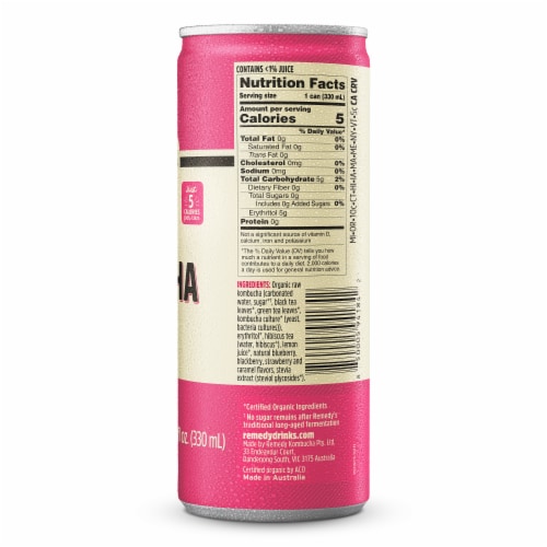 Remedy Naturally Flavored Mixed Berry Kombucha Perspective: right