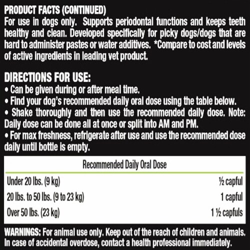 Liquid-Vet® Bacon Flavor Teeth & Gum Support Dog Supplement Perspective: right