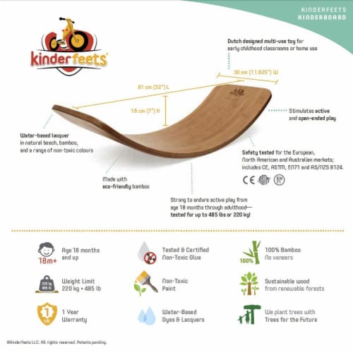 Kinderfeets Original Kinderboard Versatile Waldorf Wood Balance Board, Rose Perspective: right