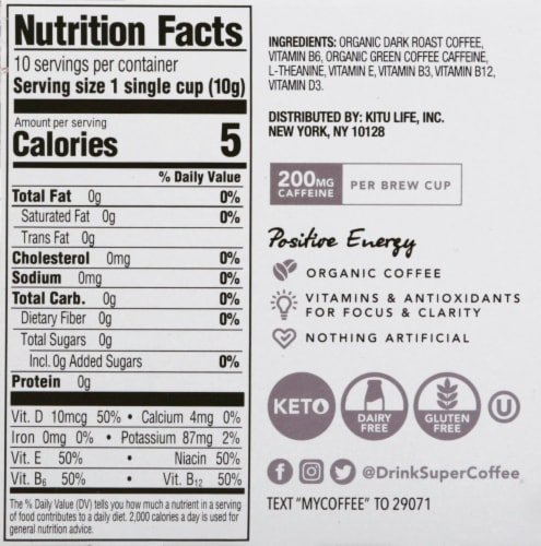 Super Coffee Dark Roast Enhanced Coffee Pods Perspective: right