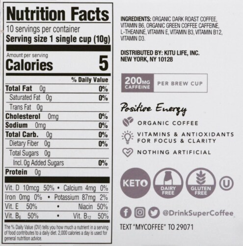Super Coffee Dark Roast Enhanced Coffee Pods Perspective: right