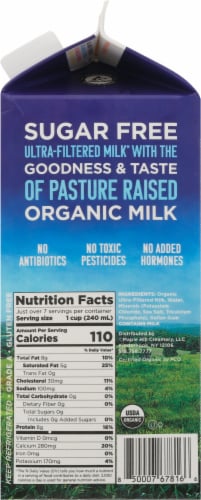 Maple Hill® Organic Zero Sugar Ultra-Pasteurized Whole Milk Perspective: right