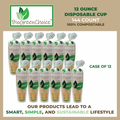 12oz Double Wall Compostable Hot Coffee Cup (144 Count) Perspective: right