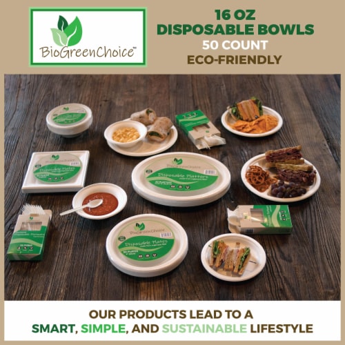 50 Piece Disposable Soup Bowls 100% Biodegradable Paper Bowls for