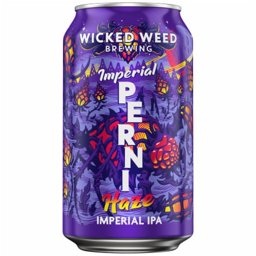 Wicked Weed Pernicious/Perni-Haze/Imperial Perni-Haze Craft IPA Beer Perspective: right