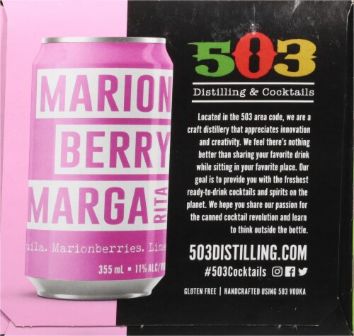 503 Distilling Marion Berry Margarita Canned Cocktail Perspective: right