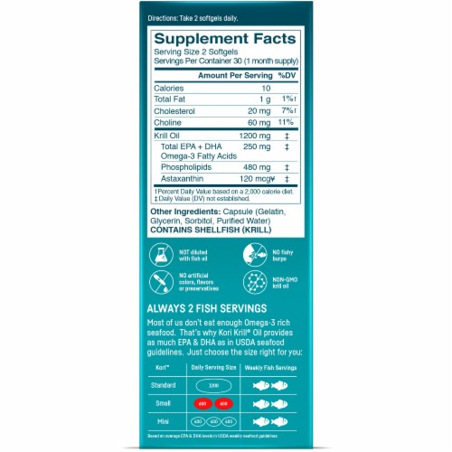 Kori Pure Antarctic Krill Oil Softgels 600mg Perspective: right