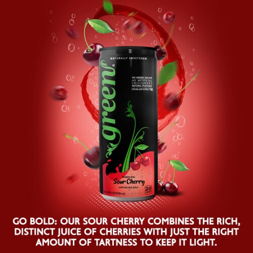 Green® Sour Cherry Soda Cans Perspective: right