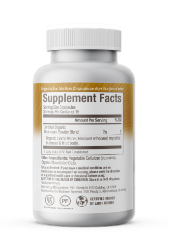 OM Mushroom® Lion's Mane Mushroom Superfood Daily Boost Capsules Perspective: right