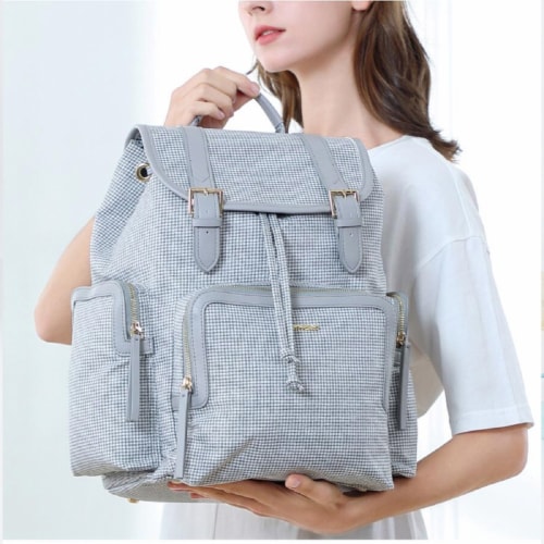 Sunveno Tweed Drawstring Buckle Diaper Backpack Perspective: right