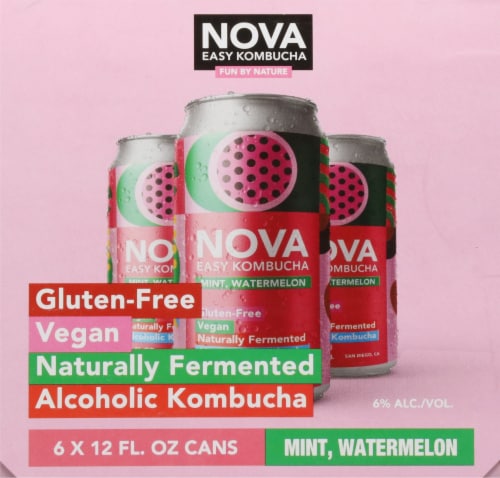 Nova Mint Watermelon Kombucha Alcoholic Beverage Perspective: right