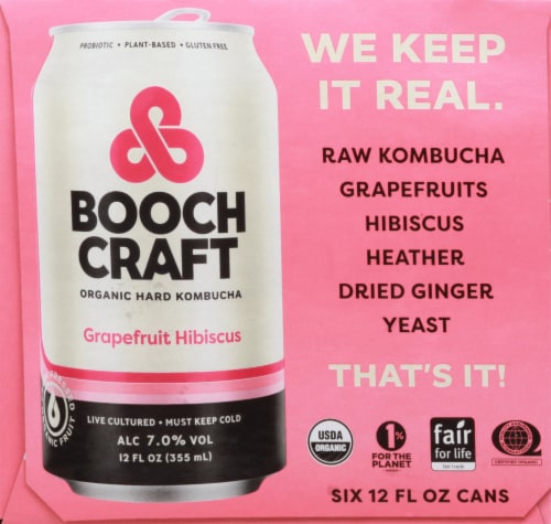 Boochcraft Grapefruit Hibiscus Kombucha Perspective: right