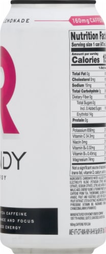 Rowdy Energy Sugar Free Strawberry Lemonade Energy Drink Perspective: right