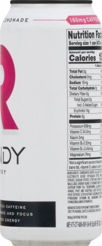 Rowdy Energy Sugar Free Strawberry Lemonade Energy Drink Perspective: right