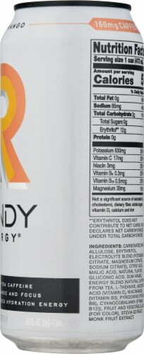 Rowdy Energy Sugar Free Peach Mango Energy Drink Perspective: right