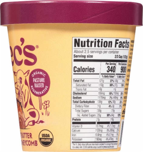 Alec's® Organic Peanut Butter Fudge Honeycomb Ice Cream Perspective: right