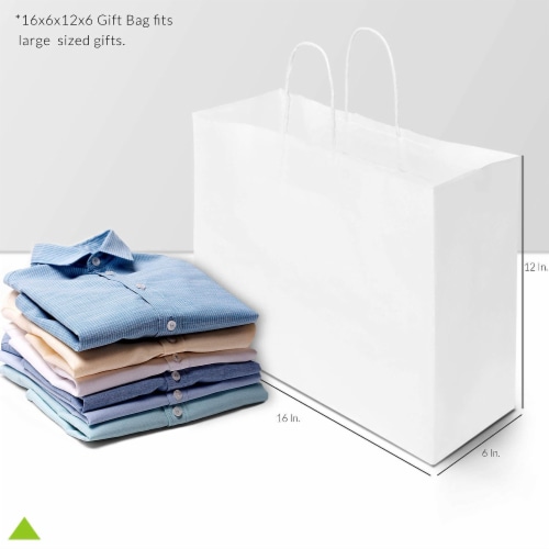 Prime Line Packaging White Paper Shopping Bags with Handles Retail Bags  Bulk 25 Pcs – 16x6x12, 25 Pcs - Food 4 Less