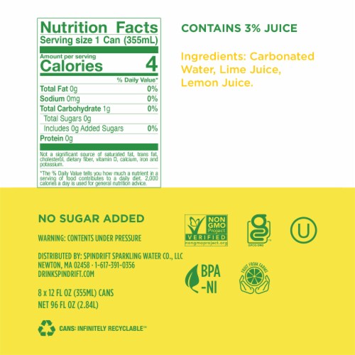 Spindrift® Lemon Limeade Flavored Sparkling Water Cans Perspective: right