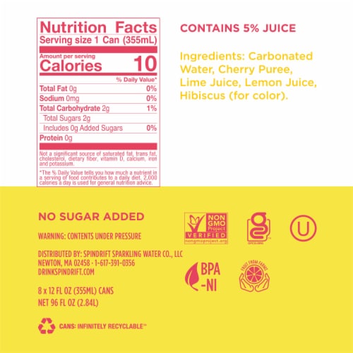 Spindrift® Pink Lemonade Flavored Sparkling Water Cans Perspective: right
