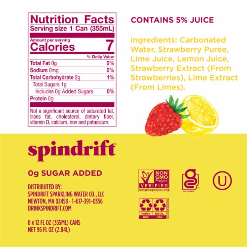 Spindrift® Strawberry Lemonade Flavored Sparkling Water Cans Perspective: right