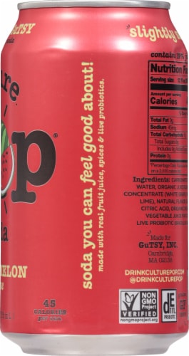 Culture Pop Watermelon Lime & Rosemary Probiotic Soda Perspective: right