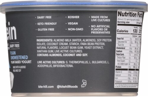 Kite Hill® Dairy Free Protein Plain Unsweetened Plant-Based Yogurt Perspective: right