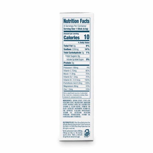 DripDrop® Dehydration Relief Fast™ Zero Sugar Passionfruit Electrolyte Powder Perspective: right