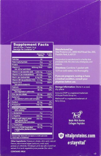 Vital Proteins Grape Citrus Vitality Immune Booster Packets Perspective: right