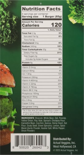 Actual Veggies® Super Greens Veggie Burgers Perspective: right