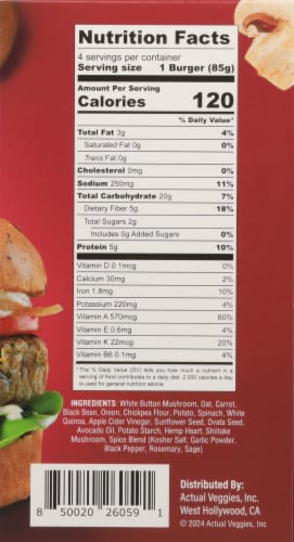 Actual Veggies® Mushroom Quinoa Veggie Burgers Perspective: right