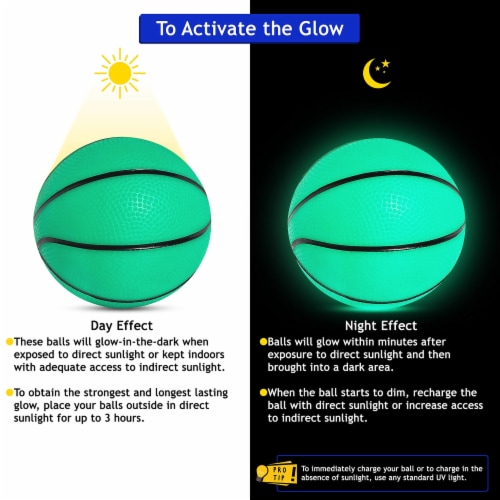 Botabee 5  Glow in Dark Mini Basketballs, 2 Pack | Blue & Green Perspective: right