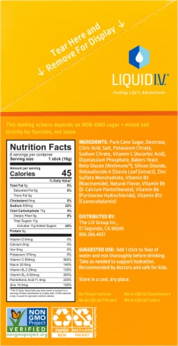 Liquid I.V.® Hydration Multiplier® + Immune Support Tangerine Drink Mix Perspective: right