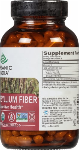 Organic India® Organic Psyllium Fiber Dietary Supplement Capsules Perspective: right