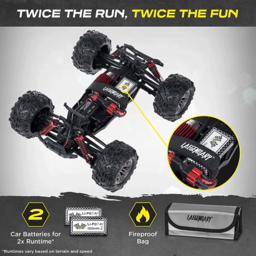 LAEGENDARY Legend 1:10 Scale RC Remote Control Car, Up to 31 MPH, Black ...