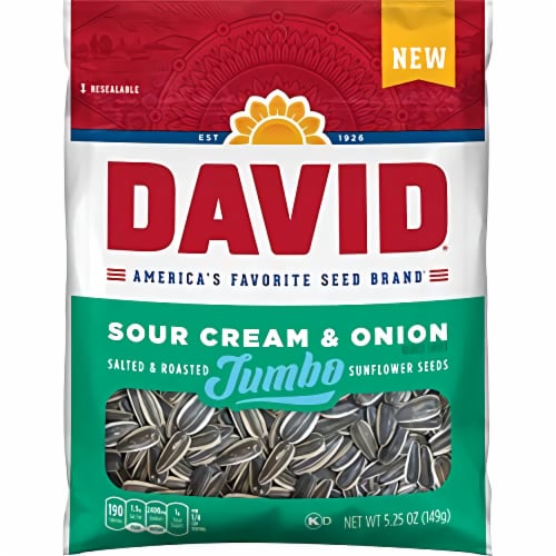 David Sunflower Seeds Variety Pack, Curated Flavors Include BBQ, Dill Pickle, Ranch, Bacon Ma Perspective: right