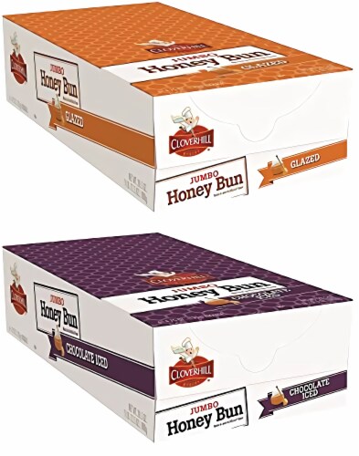 Tribeca Curations | Jumbo Chocolate Iced Honey Bun & Jumbo Glazed Honey Bun Combo | 12 Pack Perspective: right
