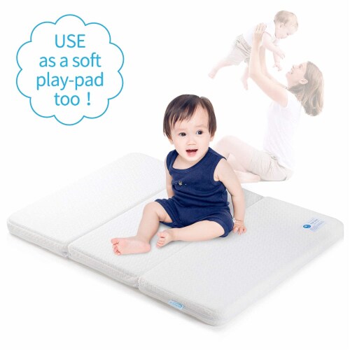Bi-Comfer Pack n Play Tri Fold 2 Stage Waterproof Mini Crib Memory Foam Mattress Perspective: right