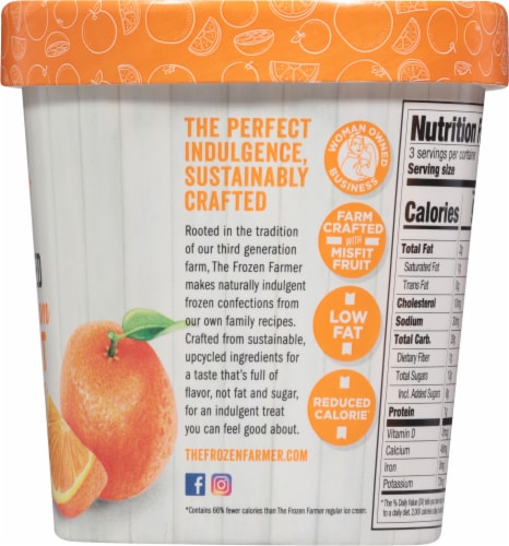 The Frozen Farmer Orange Cream Frobert Frozen Dairy Dessert Pint Perspective: right