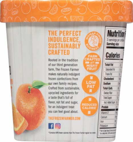 The Frozen Farmer Orange Cream Frobert Frozen Dairy Dessert Pint Perspective: right