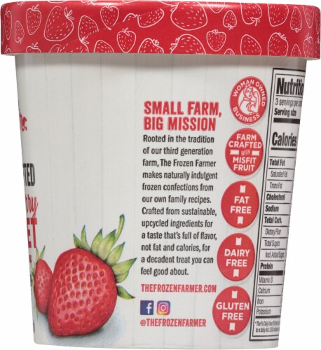 The Frozen Farmer Dairy Free Strawberry Sorbet Pint Perspective: right