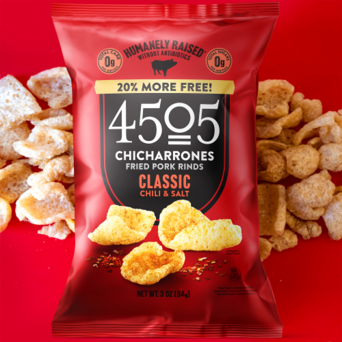 4505® Classic Chili & Salt Chicharrones Fried Pork Rinds Perspective: right