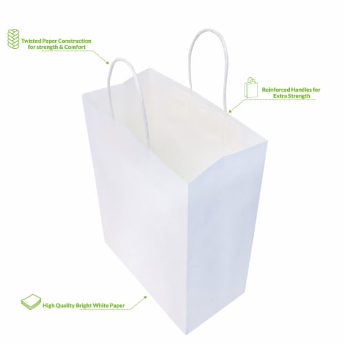 Prime Line Packaging Assorted White Kraft Paper Shopping Bags with