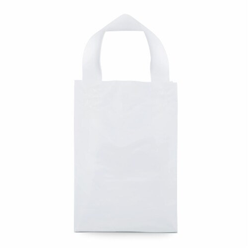 Prime Line Packaging Plastic Bags with Handles, Small Plastic Bags Frosted White 8x4x10 100 Pack, Clear