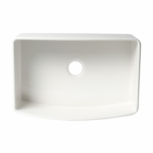 ALFI Brand ABFC3020-W White  Curved Apron 30  x 20  Single Bowl Fireclay Farm Sink with Grid Perspective: right