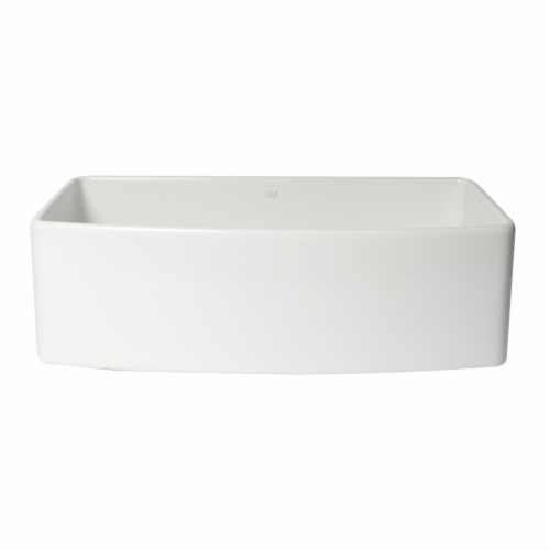 ALFI Brand ABFC3320S-W White  Curved Apron 33  x 20  Single Bowl Fireclay Farm Sink with Grid Perspective: right