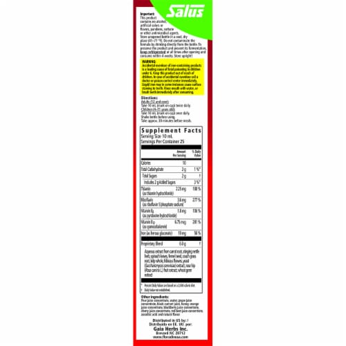 Floradix Iron + Herbs Liquid Herbal Supplement Perspective: right
