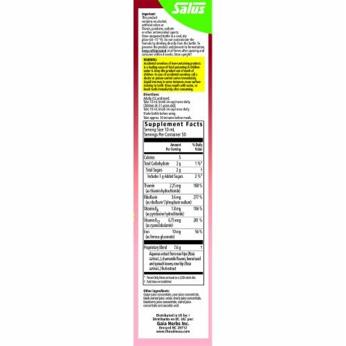 Floradix Iron & Herbs Yeast-Free Vegan Liquid Herbal Supplement Perspective: right