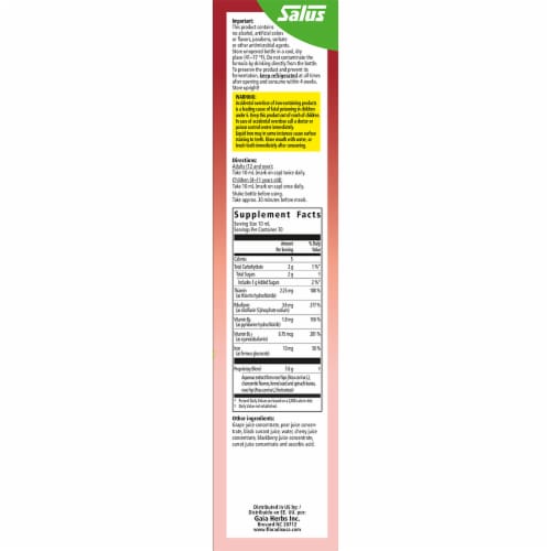 Floradix Iron & Herbs Yeast-Free Vegan Liquid Herbal Supplement Perspective: right