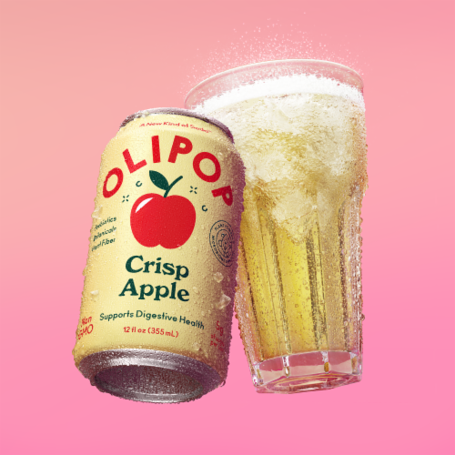 Olipop® Crisp Apple Prebiotic Soda Can Perspective: right