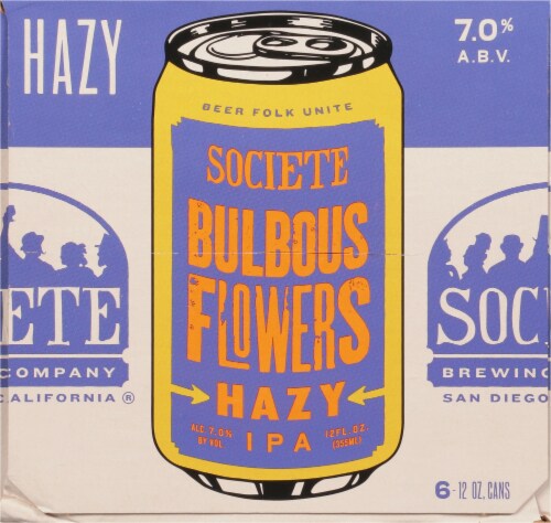 Societe Brewing Company Bulbous Flowers Hazy IPA Beer Perspective: right